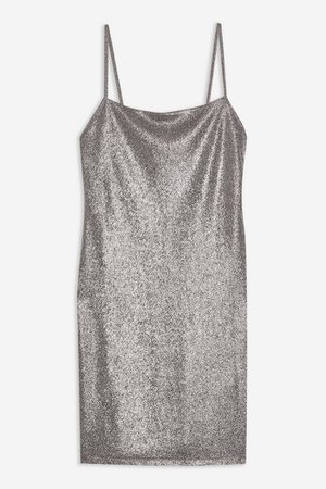 Metallic Foil Bodycon Dress | Topshop Grey
