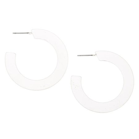 Silver 35MM Flat Matte Hoop Earrings | Claire's US