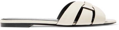 Nu Pieds Woven Patent-leather Slides - White