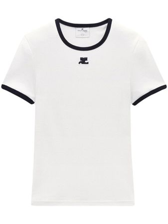 Courrèges Contrast Cotton T-shirt - Farfetch