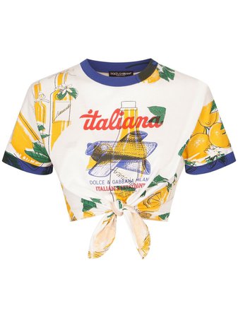 Dolce & Gabbana Cropped graphic-print T-shirt - Farfetch