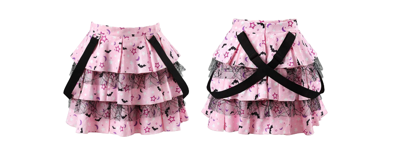 Pastel Pink Bat Skater Skirt