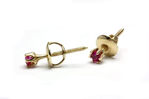 Amazon.com: Natural gemstone studs 14k 18k solid gold screw back small pinkish red Ruby purple amethyst tiny gemstone earrings AR28 : Handmade Products