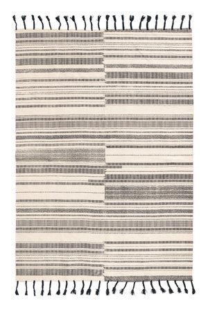 Striped cotton rug - Anthracite grey/Natural white - | H&M GB