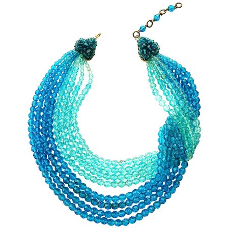Vivid blue faceted bead multi row 'twist' necklace, Coppola e Toppo, 1950s