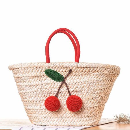 Red Cherry Pom Ball Design Bag Handmade – TopFashionova