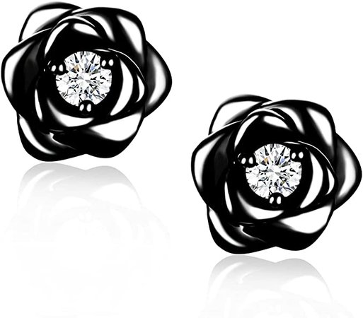 Amazon.com: 18K Gold Plated Rose Flower Stud Earrings for Women, Black Girls Ear Studs Jewelry: Clothing, Shoes & Jewelry