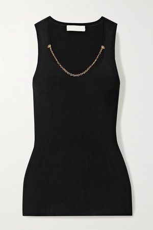 Black Chain-embellished ribbed jersey tank | Givenchy | NET-A-PORTER