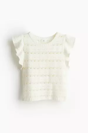 Pointelle-knit Top tank - White - Ladies | H&M US