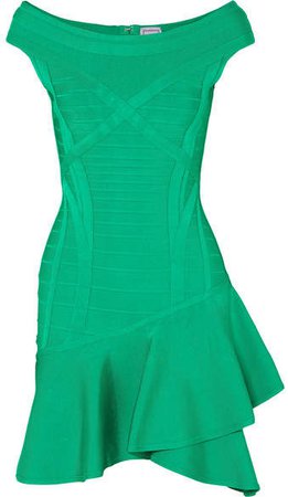 Ruffled Bandage Mini Dress - Green