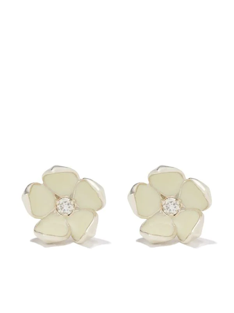 Shaun Leane silver Cherry Blossom diamond large flower stud earrings