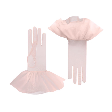 Cornelia James Pink Tulle Harlequin Cuff Gloves
