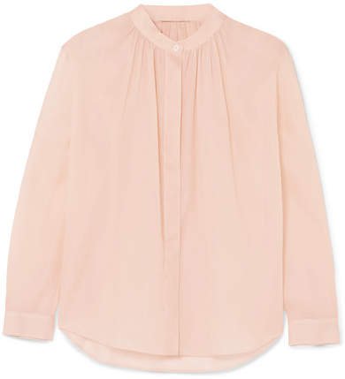 Gathered Cotton-organza Shirt - Pink