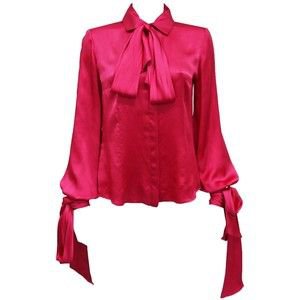 Alexander McQueen fuchsia pink silk evening blouse