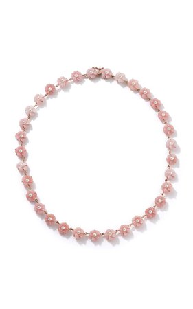 Cherry Blossom Necklace set with Pink Opal and Pearl by Irene Neuwirth | Moda Operandi