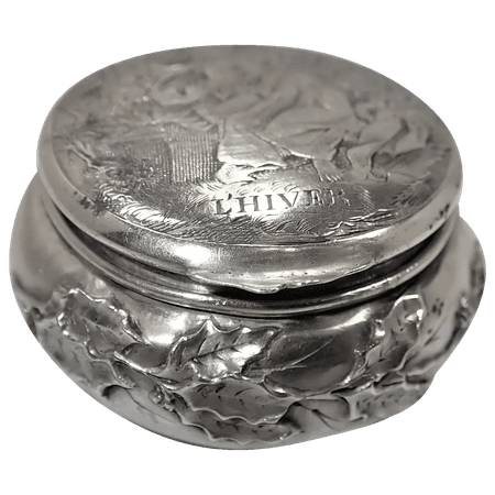 Antique vintage Holly silver box png