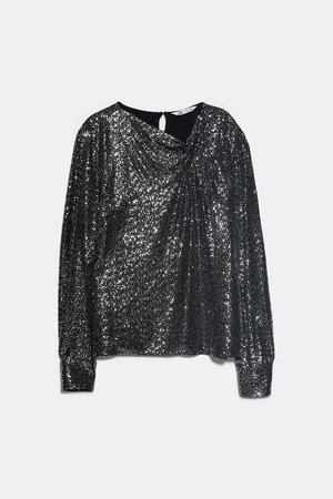 KNOTTED SEQUIN TOP - NEW IN-WOMAN | ZARA United States black