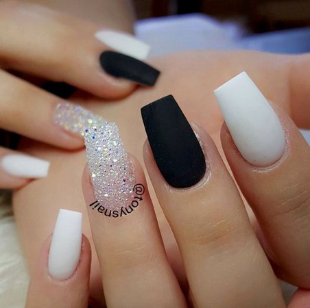 white and black nails - Google Search