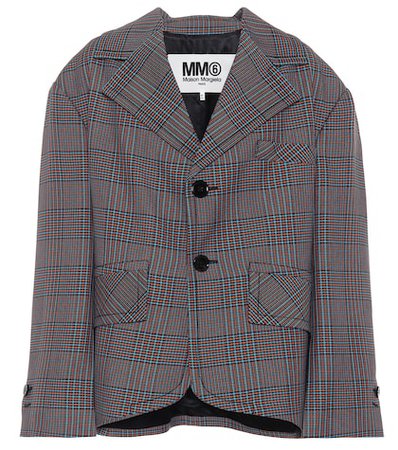 Checked wool-blend jacket