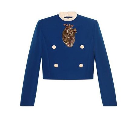 Wool silk top with anatomical heart appliqué - Gucci Women's Tops