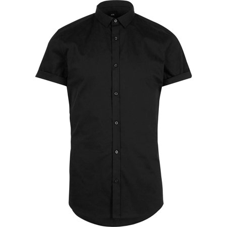 Black muscle fit short sleeve shirt - Short Sleeve Shirts - Shirts - men