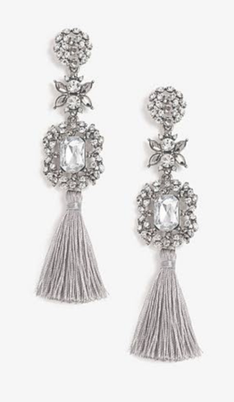 grey stone tassel earrings