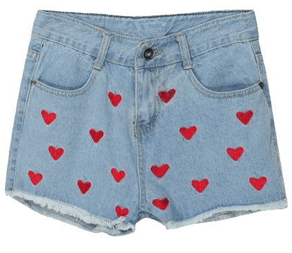 denim heart shorts