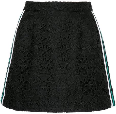 striped guipure star mini skirt