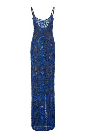 Sequin-Embellished Lace Accented Gown by Naeem Khan | Moda Operandi