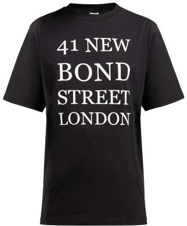 41 New Bond Street Print Cotton T Shirt - Womens - Black White