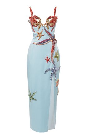 Versace, Embellished Satin Midi Dress
