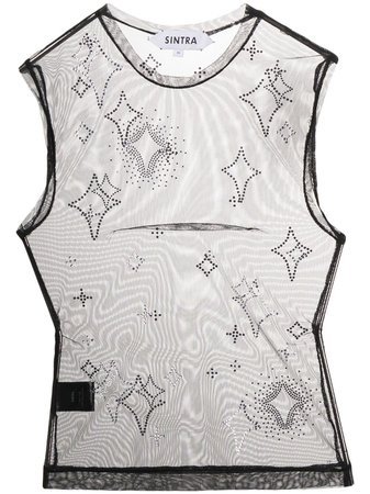 Saint Sintra crystal-embroidered Sheer Vest Top - Farfetch