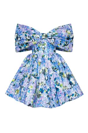 Blue Hydrangea bow-detailed mini dress ➤➤ Milla Dresses - USA, Worldwide delivery
