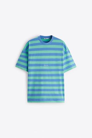 EMBROIDERED STRIPED T-SHIRT - Blue | ZARA United States