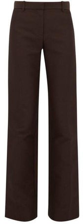 Terrance Straight Leg Crepe Tailored Trousers - Womens - Dark Brown