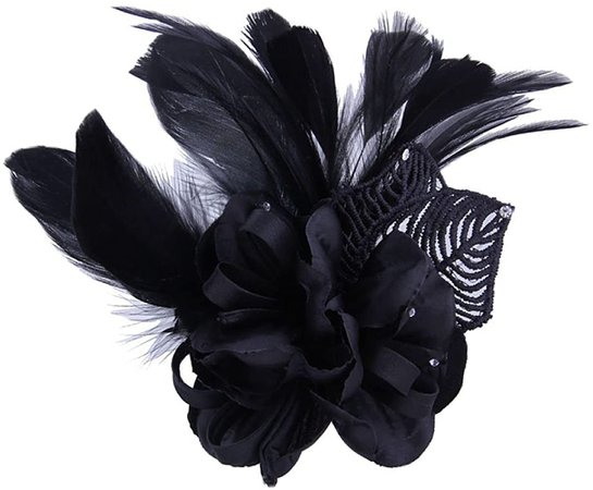 Women's Fascinator Feather Flower Hair Clip Pin Brooch Corsage Bridal Hairband Kentucky Derby Cocktail Party Wedding (A2 Black) at Amazon Women’s Clothing store