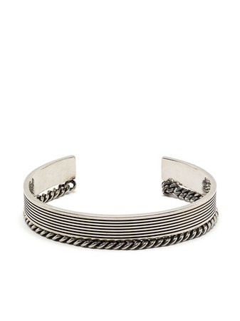 Saint Laurent stripe-engraved brass bracelet