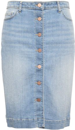Button-Front Denim Skirt
