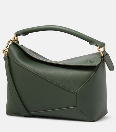 Puzzle Edge Small Leather Shoulder Bag in Green - Loewe | Mytheresa