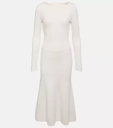 Wool Blend Midi Dress in White - Victoria Beckham | Mytheresa