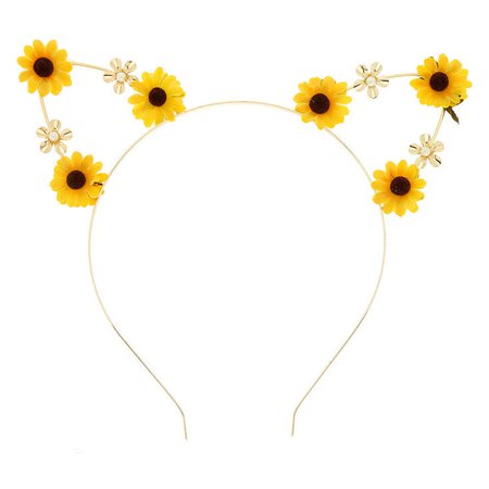 Sunflower Cat Ear Headband - Yellow | Claire's US