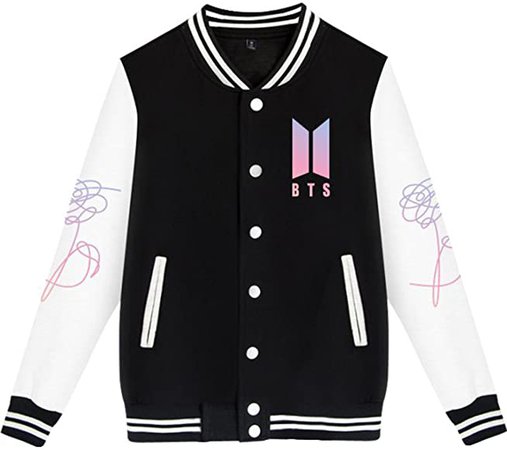EmilyLe Women's BTS Love Yourself Baseball Jacket Bangtan Boys Hoodies Jin Suga J-Hope Rap Monster Jimin V Jung Kook (XS, Black): Amazon.co.uk: Clothing