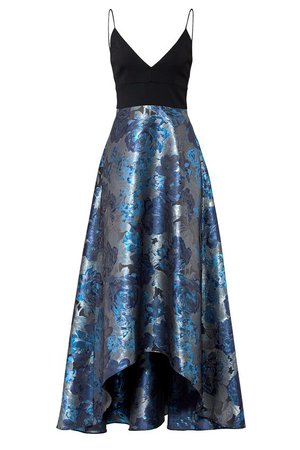 Blue Floral Evening Gown
