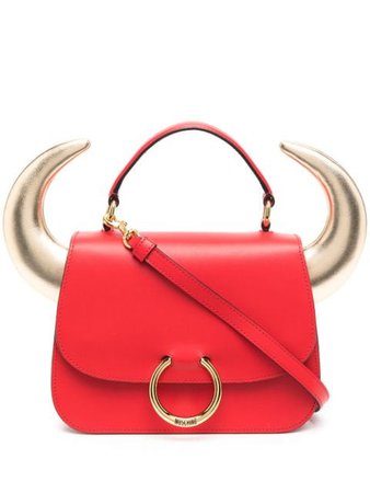 Moschino Bullchic horn-detailed tote bag red A74998050 - Farfetch