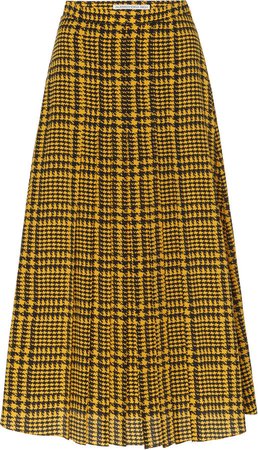Alessandra Rich Pied De Poule Printed Silk Skirt Size: 36