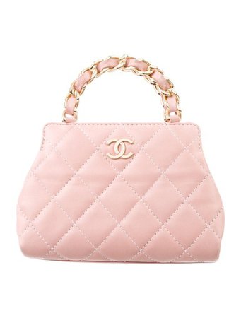 Chanel Micro Mini Top Handle Satchel Baby Pink Calfskin Leather Clutch - Tradesy