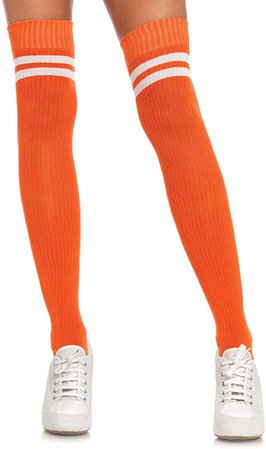 Amazon.com: Leg Avenue Women's Ribbed Athletic Thigh High Socks, Black/Gold, One SIze: Clothing