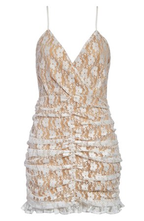 Lulus Frilled to Be Here Ruched Lace Minidress | Nordstrom