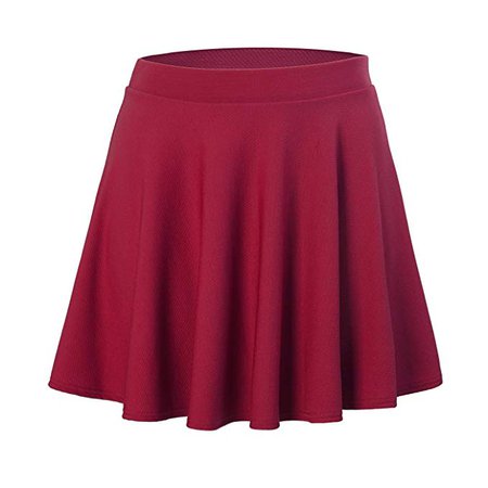 HDE Women's Jersey Knit Flare A Line Pleated Circle Skater Skirt (Burgundy, Large) at Amazon Women’s Clothing store