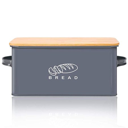 Amazon.com: Bread Box for Kitchen, GA Homefavor Bread Bin, Bread Holder with Bamboo Lid, 11.56"6.7"5.5", Grey: Kitchen & Dining